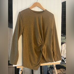 Long Sleeve Gold Shirt with Front Twist